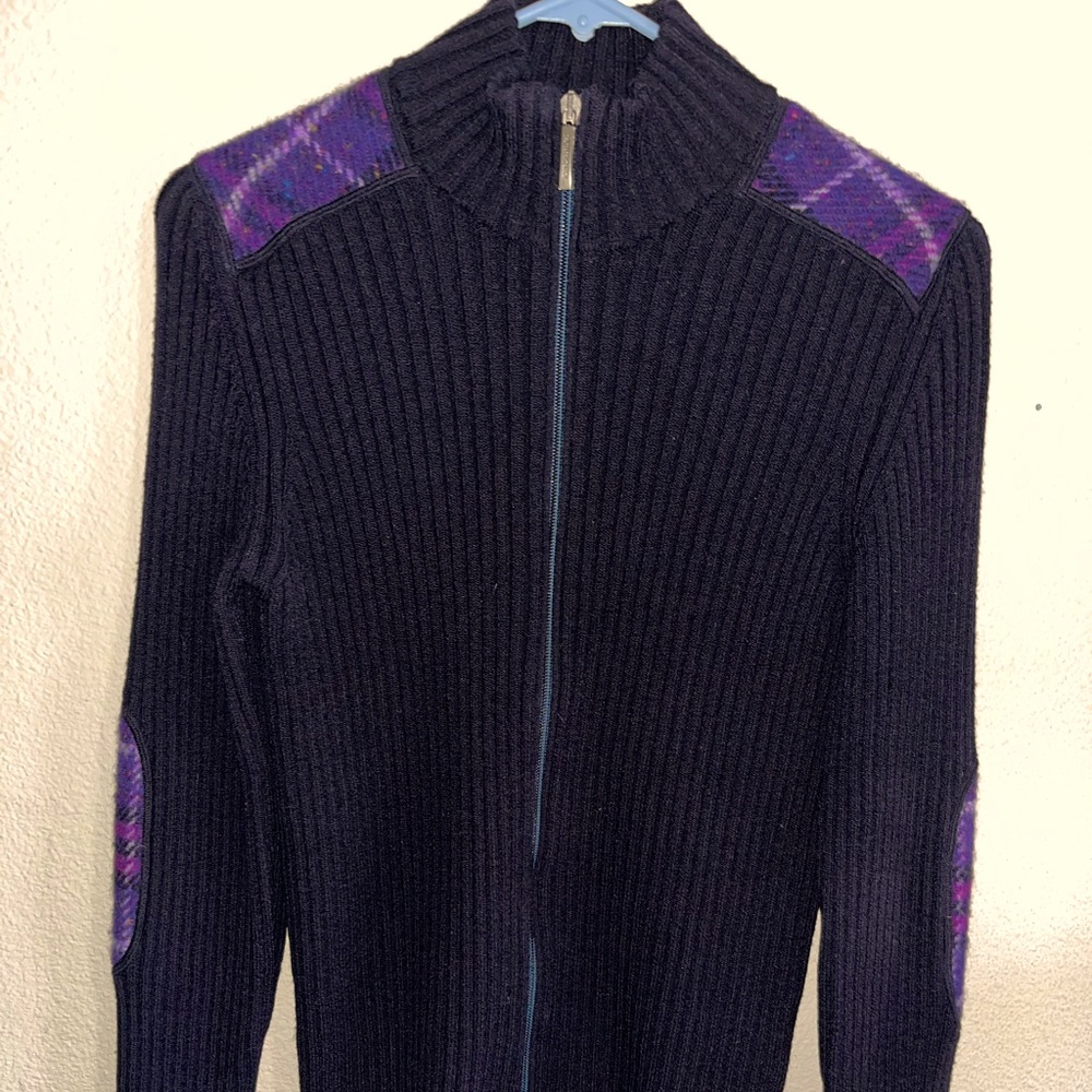 Burberry London Black and purple plaid never worn.